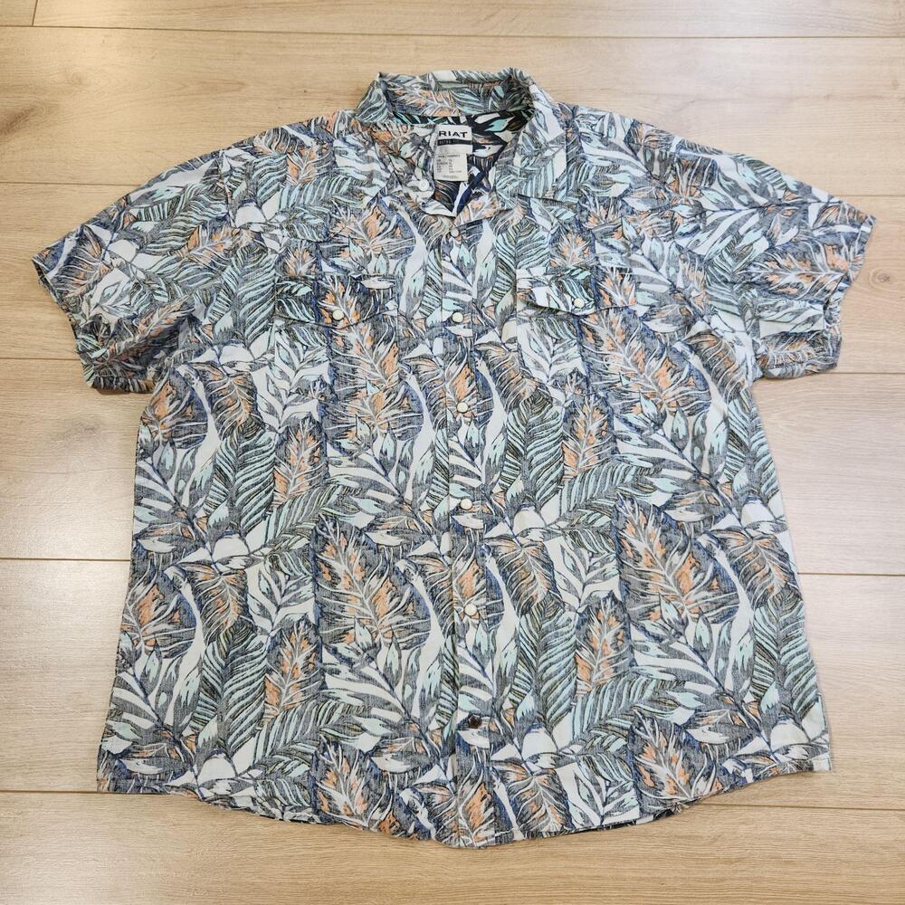 Ariat Retro Fit Shirt Mens XL Multicolor Tropical Floral Short Sleeve Pearl Snap